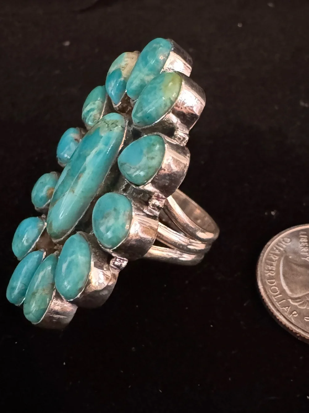 Sterling Silver Women's statement Ring beautiful blue moon turquoise NWT size 8